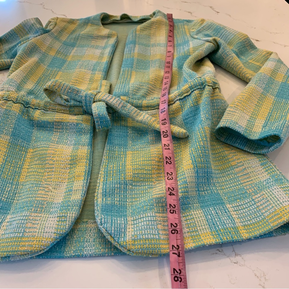 Aqua / Yellow Plaid Tweed Woman’s 2 Piece Skirt Set Vintage Size Medium NO Tags - Picture 5 of 16